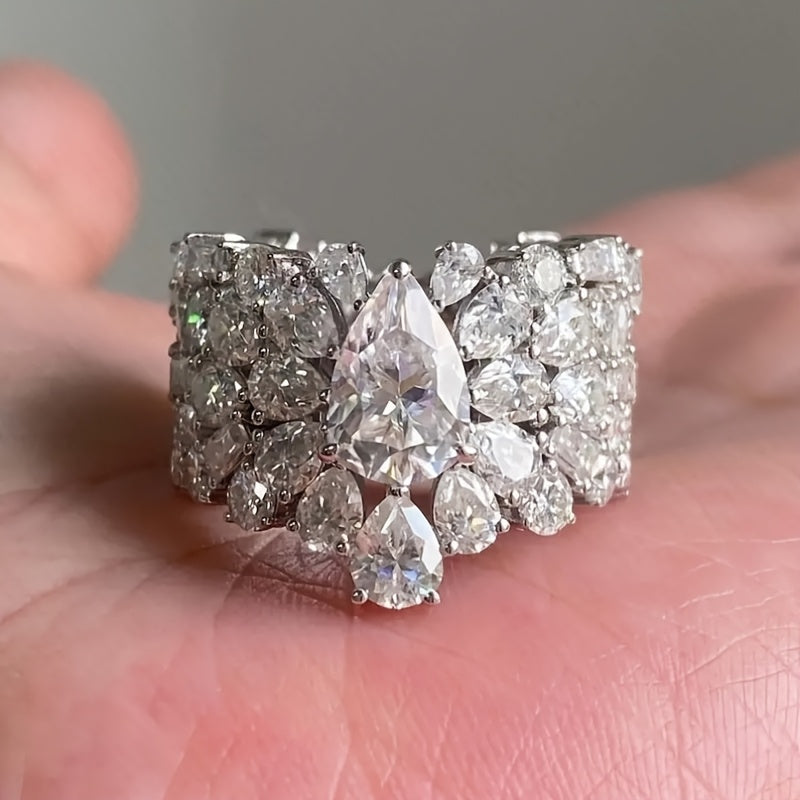 White Gold-Plated Zirconia Wedding-Style Ring