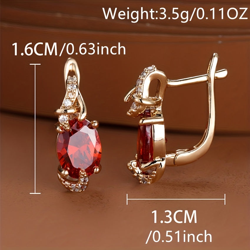 Round and Oval-Cut Stone Drop Earrings