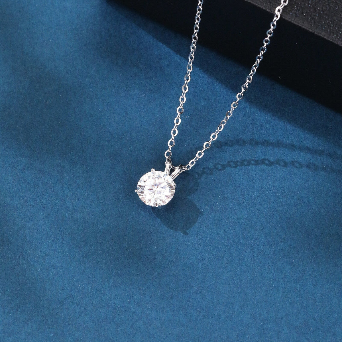 925 Sterling Silver Solitaire Moissanite Pendant with White Gold Plating