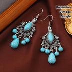 Bohemian Turquoise and Clear Drop Earrings