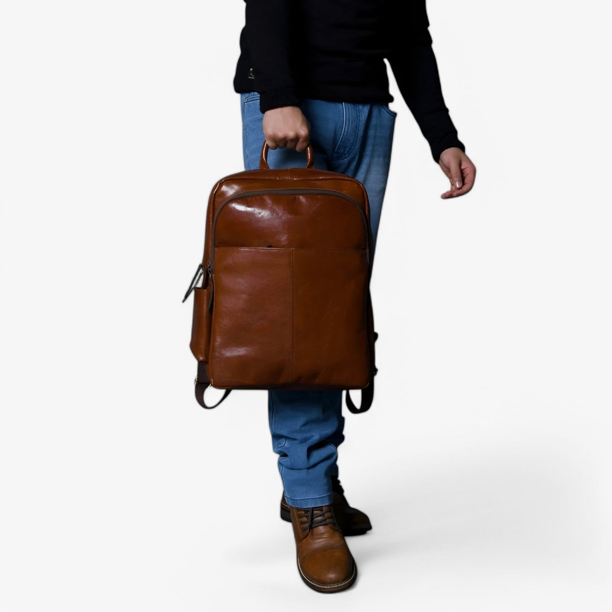 Handcrafted Premium Italian Leather Backpack in Brown