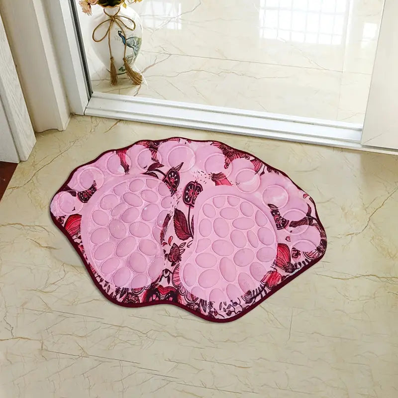 Cobblestone Embossed Non-Slip Bathroom Rug – Polyester, 39x59cm