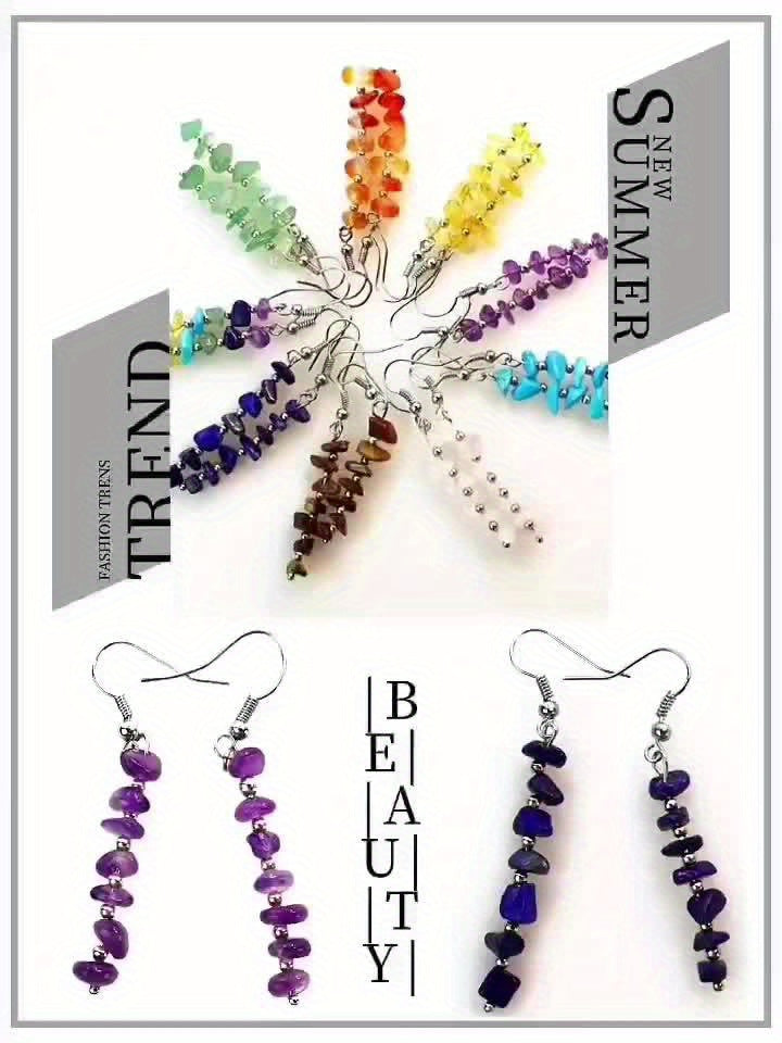 Boho Gemstone Drop Earrings in Many Stones