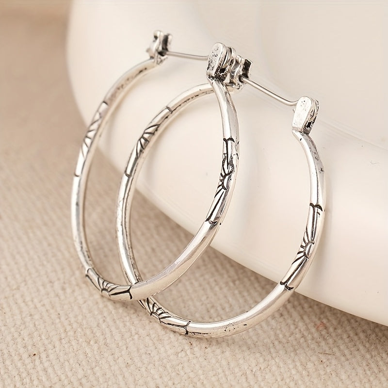 Vintage-Style Artisan Floral Hoop Earrings