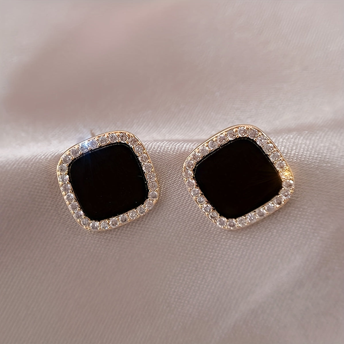 Square Rhinestone Stud Earrings