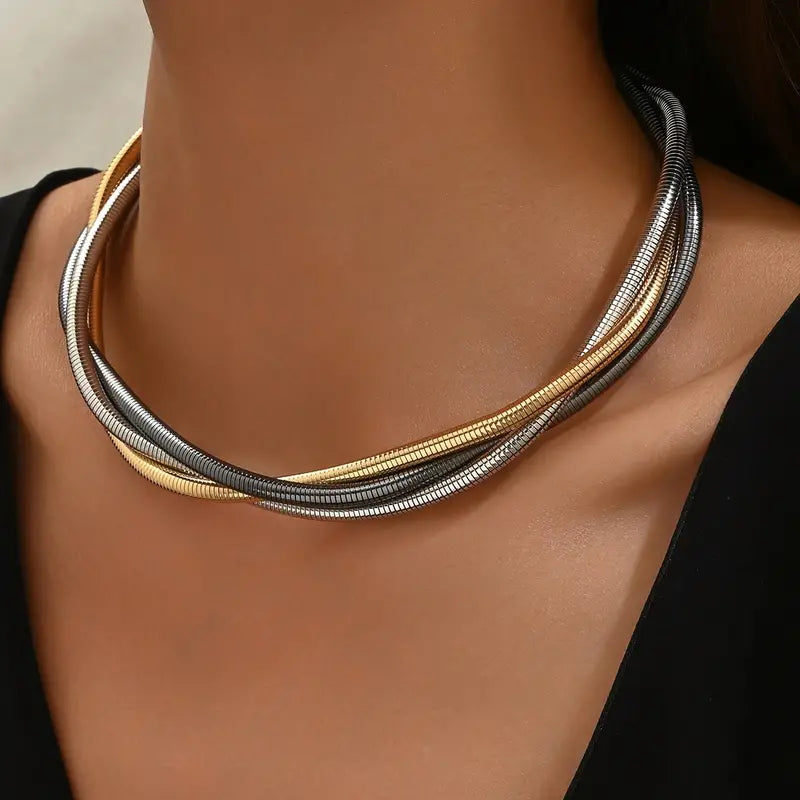 Vintage-Style Thick Layered Necklace