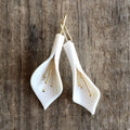 Vintage-Style White Lotus Gold-Tone Earrings