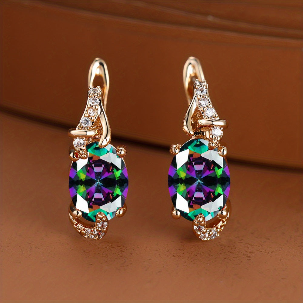 Round and Oval-Cut Stone Drop Earrings