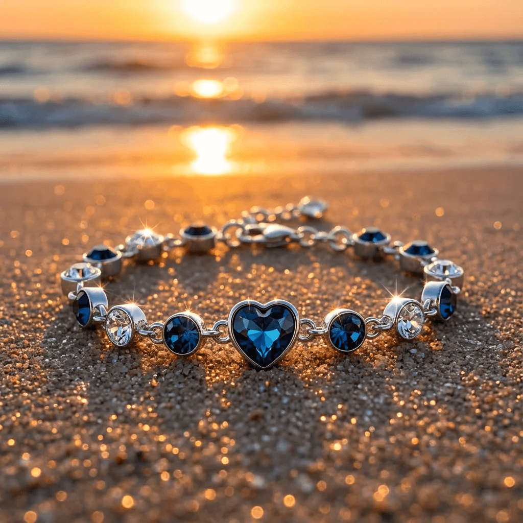 Blue Heart Stone Tennis Bracelet