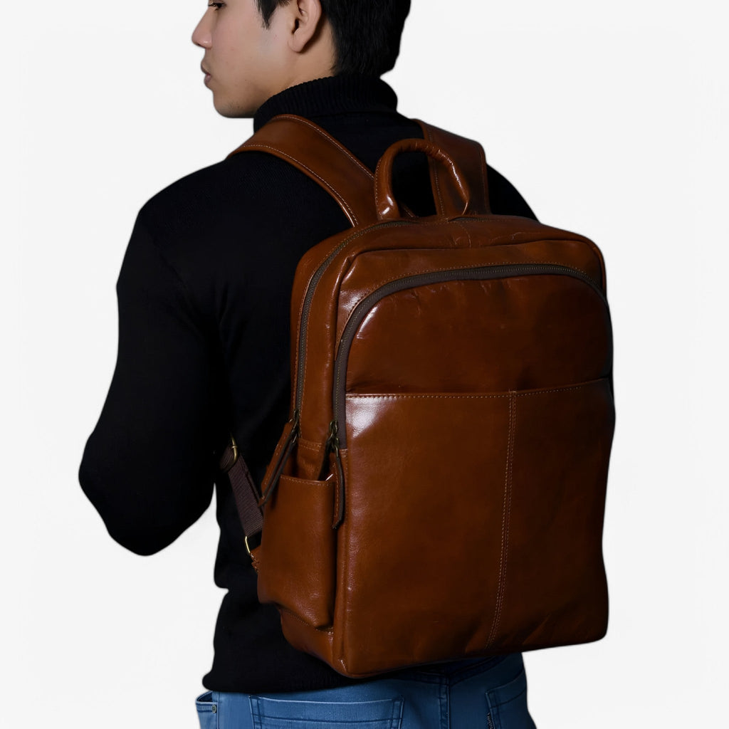 Handcrafted Premium Italian Leather Backpack in Brown