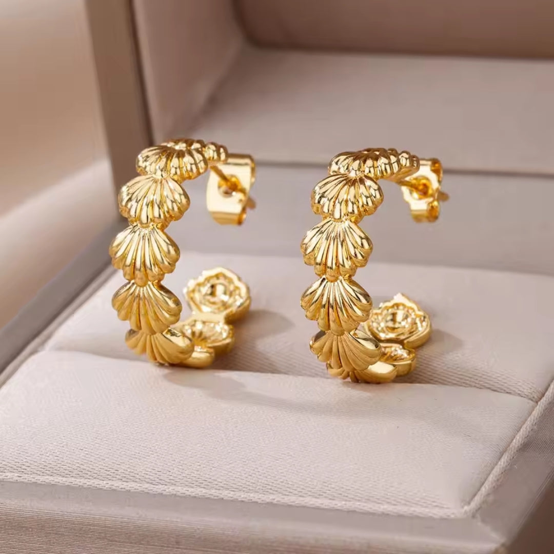 Gold-Tone Blossom Hoop Earrings