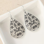 Retro Teardrop Ethnic Threaded Print Earrings