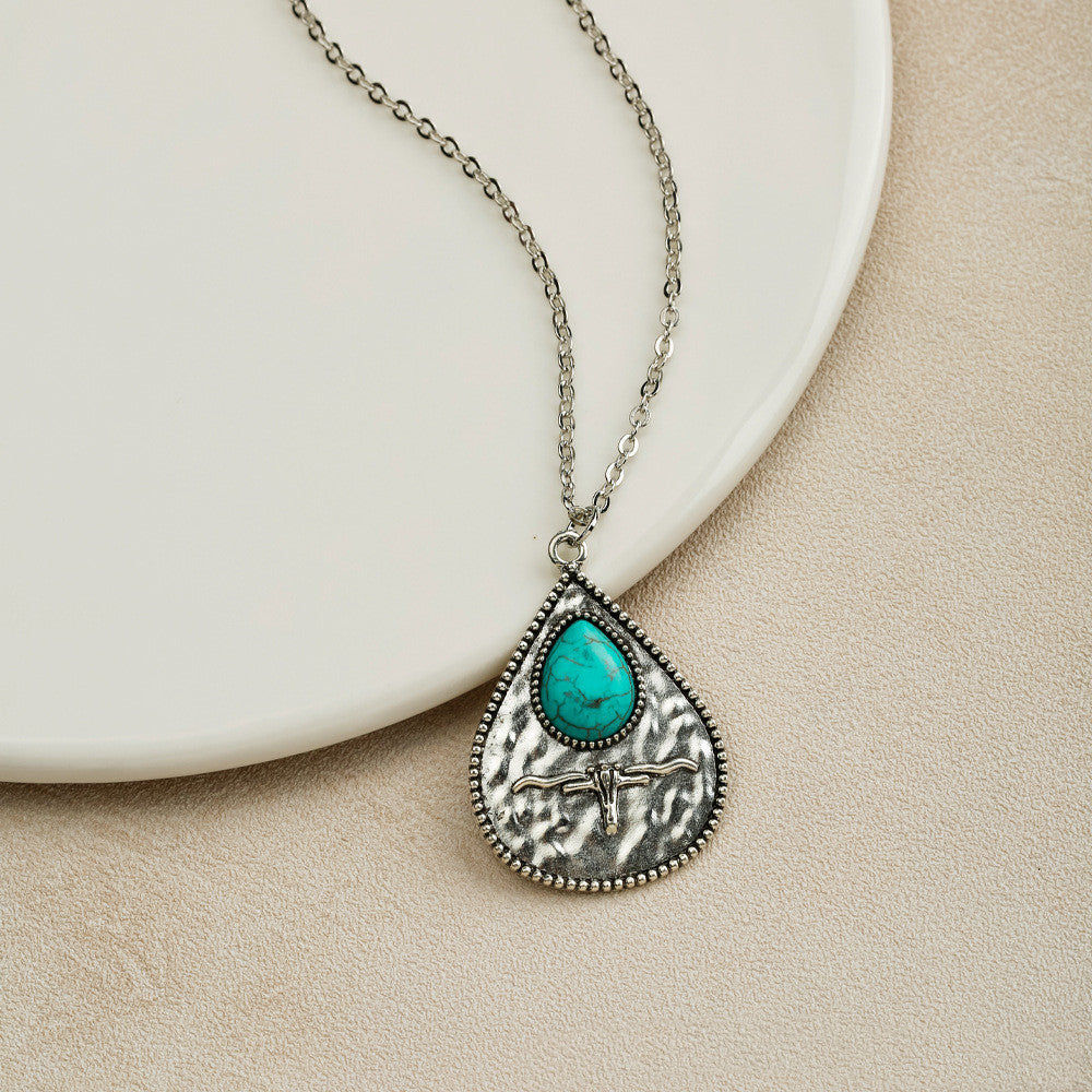 Vintage Bohemian Turquoise Pendant Necklace in Five Shapes