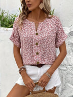 Viscose Button-Front Blouse with Floral Print