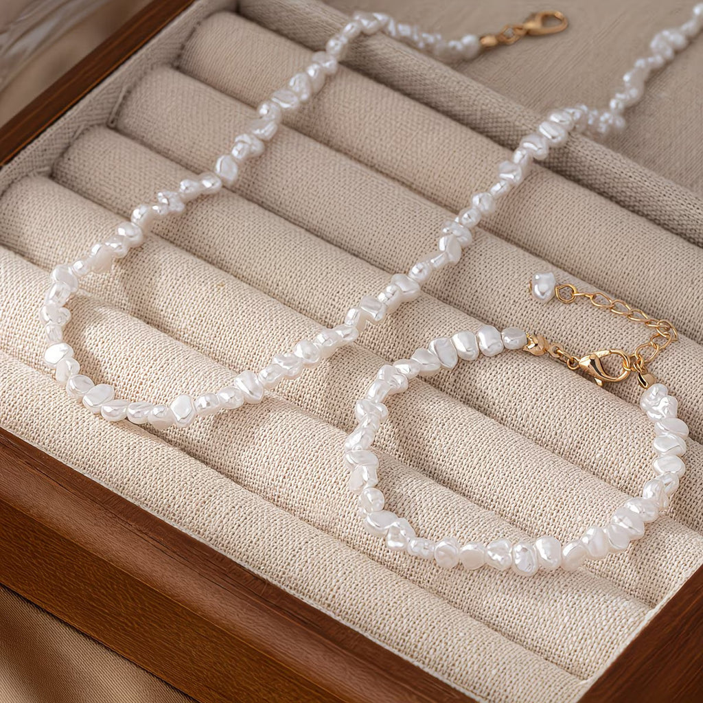 Baroque Pearl Necklace and Bracelet Set