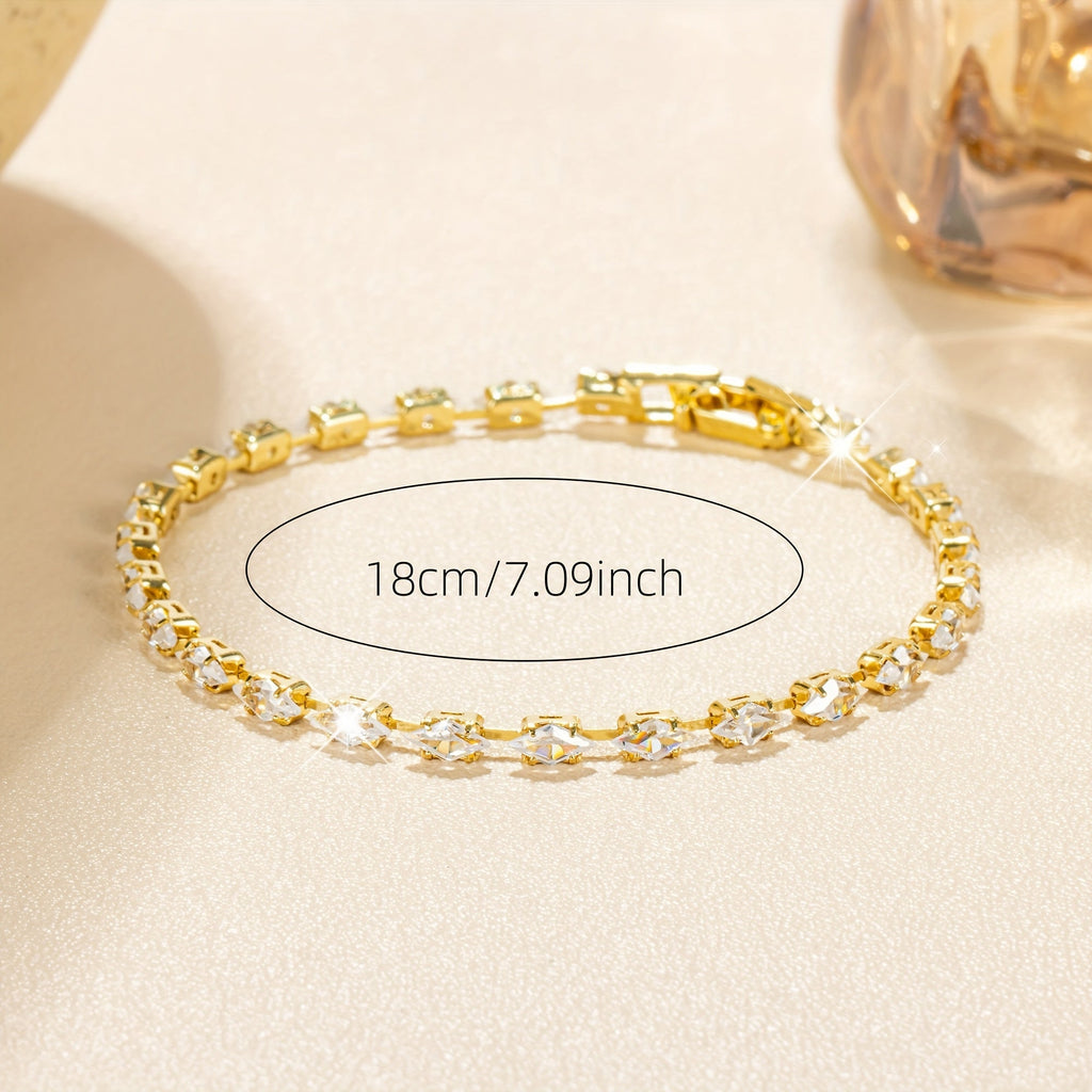 Zirconia Gold-Plated Tennis Bracelet