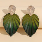 Vintage-Style Leaf Geometric Earrings