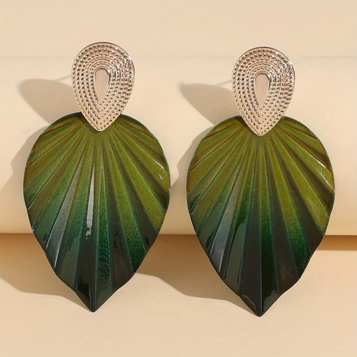 Vintage-Style Leaf Geometric Earrings