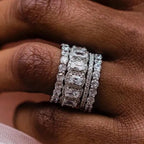 Vierdelige stapelbare ringenset in bruidsstijl met zirkonia