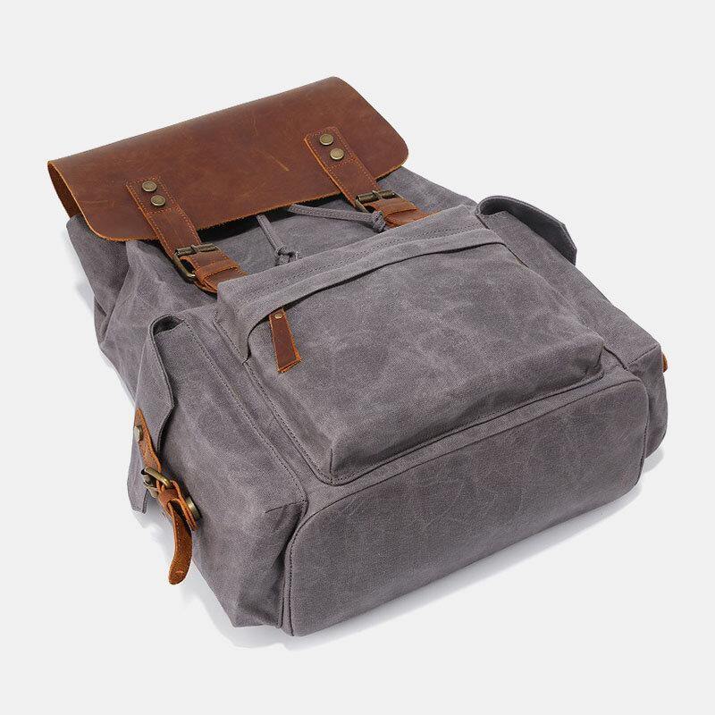 Retro Canvas and Genuine Leather Laptop Backpack