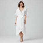 Embellished V-Neck Butterfly Sleeve Maxi Dress