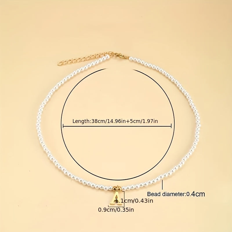 Beaded Initial Letter Necklace from A to Z
