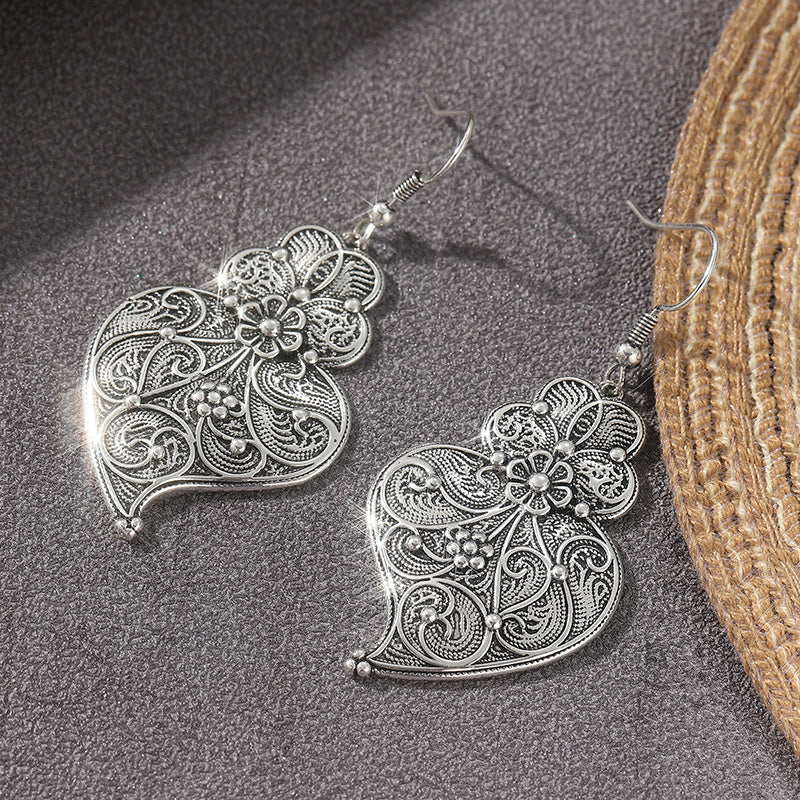 Filigree Heart Hook Earrings