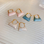 Retro Handbag Enamel Hoop Earrings