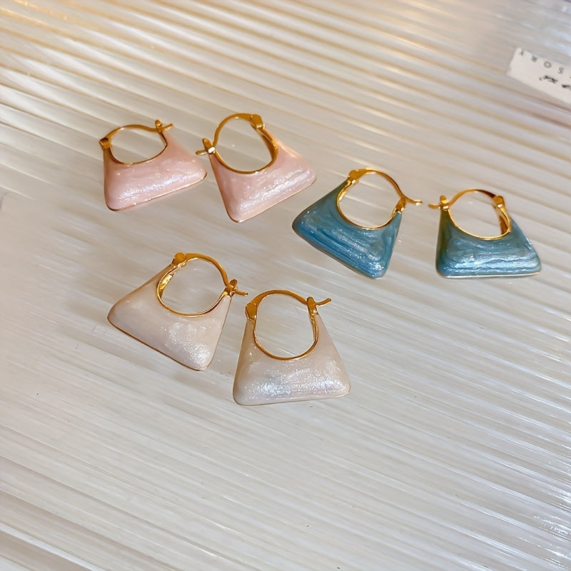 Retro Handbag Enamel Hoop Earrings