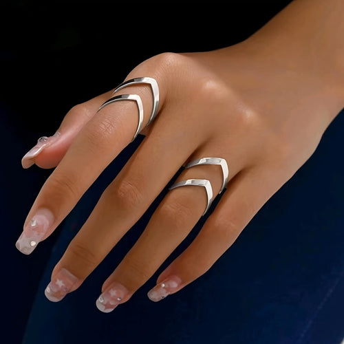 Adjustable Double-Layer V-Shaped Chevron Ring