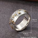 Retro tweekleurige ring in etnische stijl met bloem en gras
