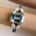 Vintage-Style Blue Zirconia Crystal Ring