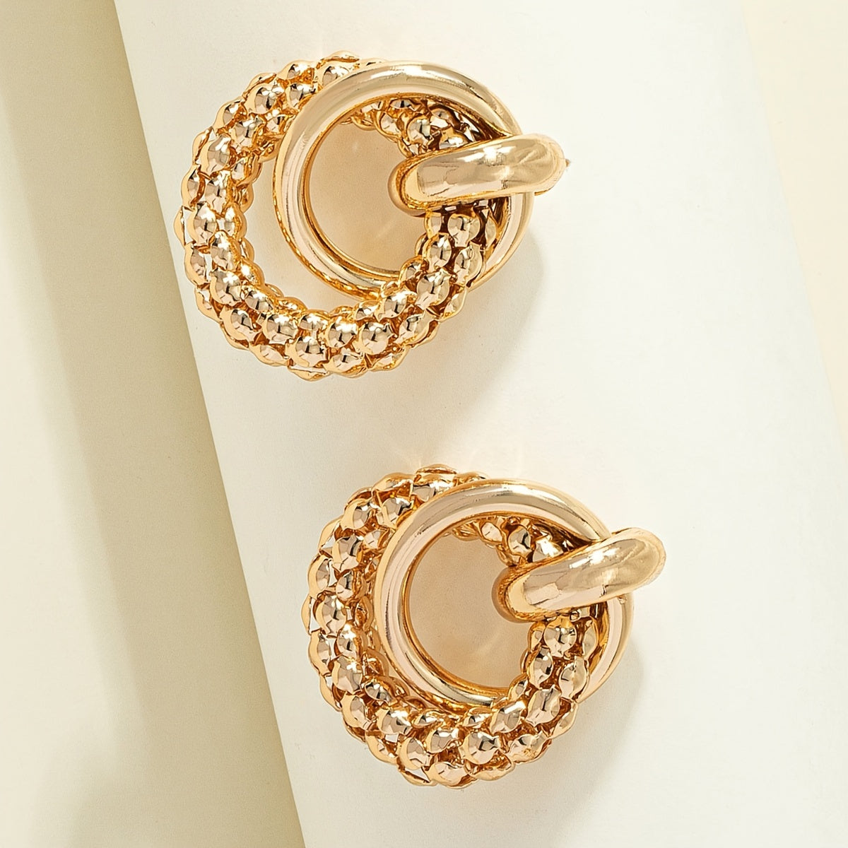 Circle Geometric Earrings in Gold Tone
