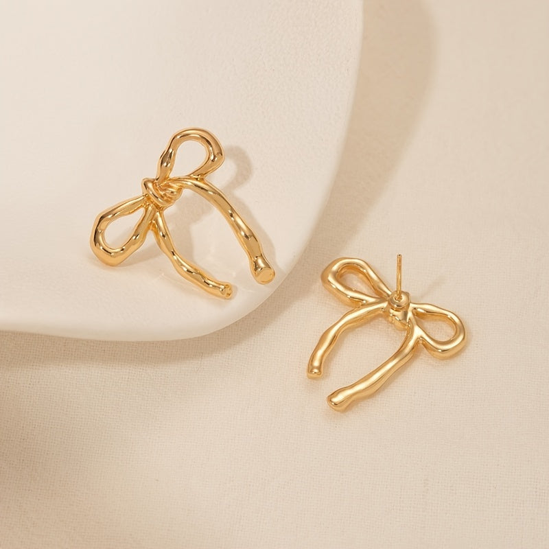 Vintage-Inspired Ribbon Bow Stud Earrings