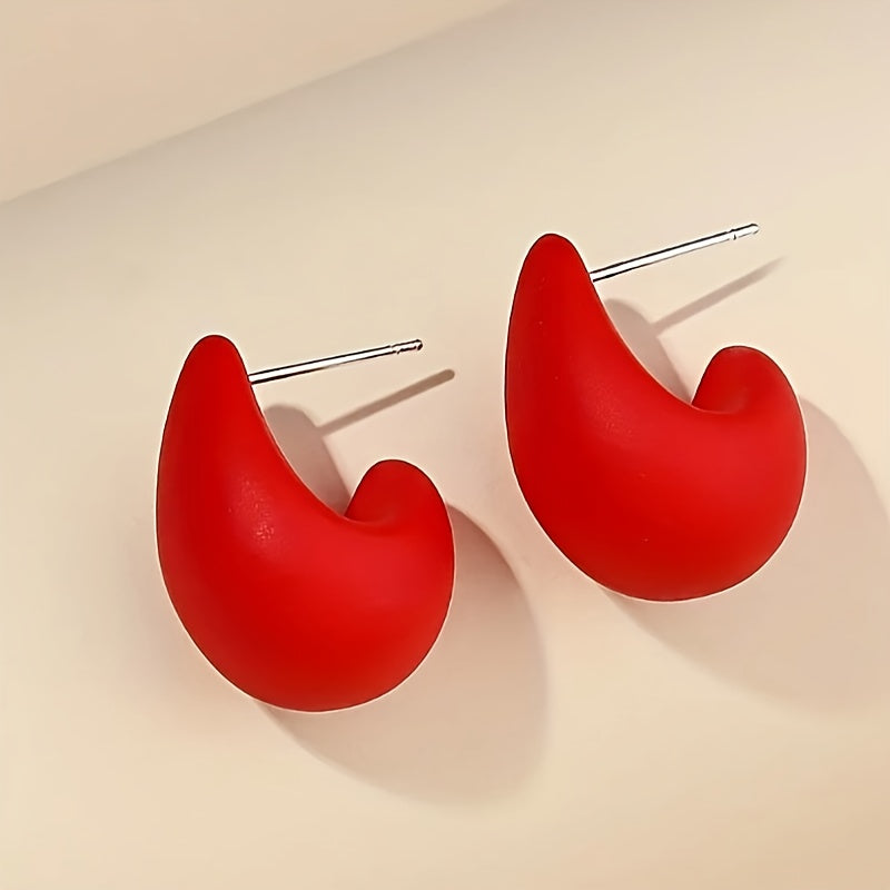 C-Shaped Teardrop Earrings in Several Colours