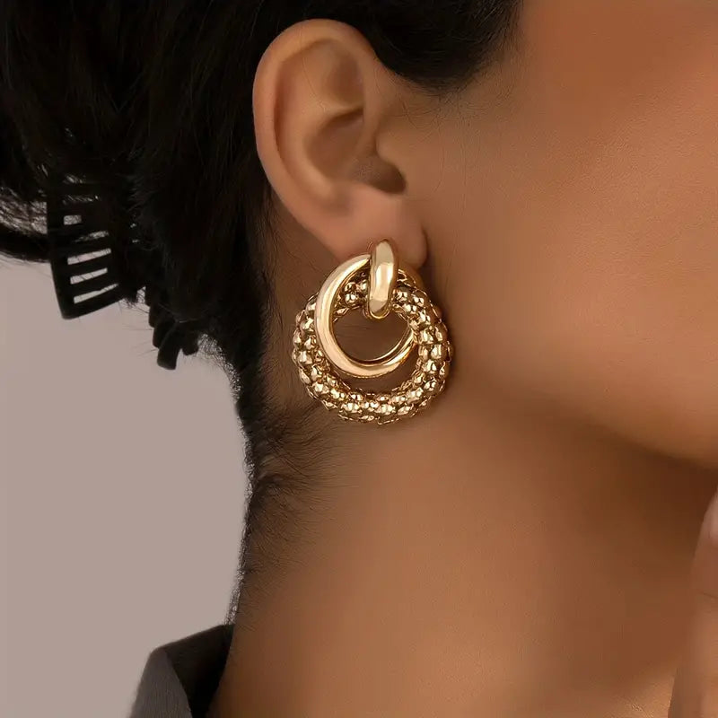 Vintage-Style Gold-Tone Layered Loop Earrings