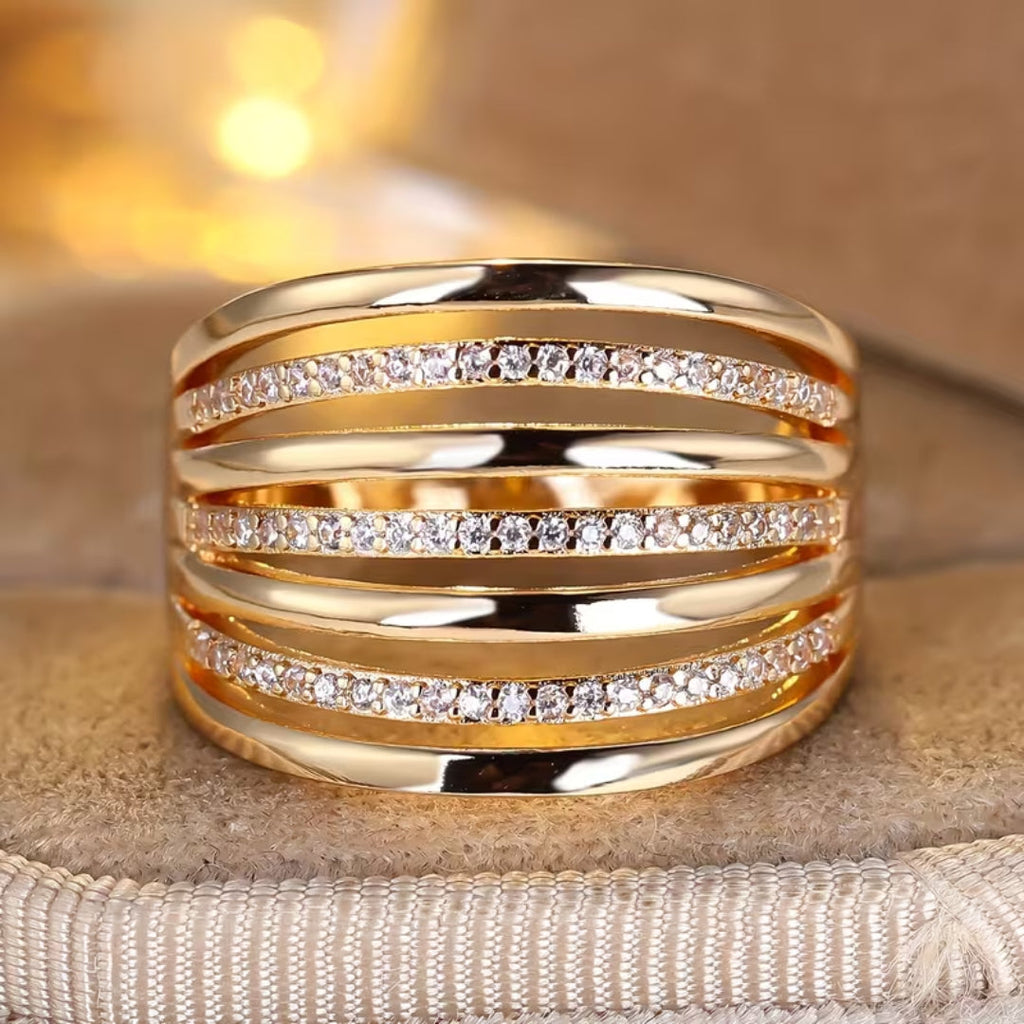 Multi-Band Pavé Statement Ring