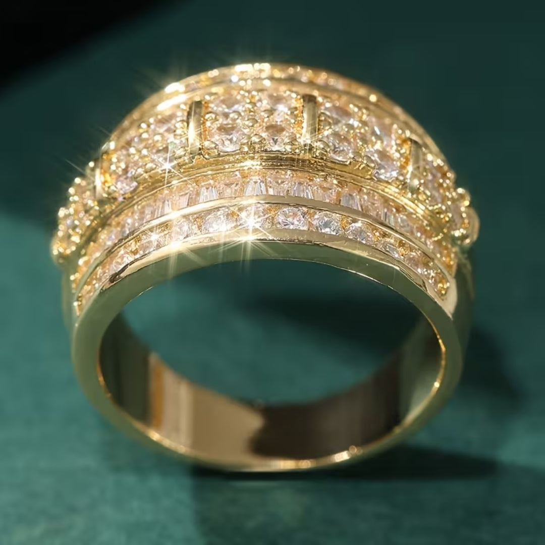 Grote pavé-bandring met baguettes