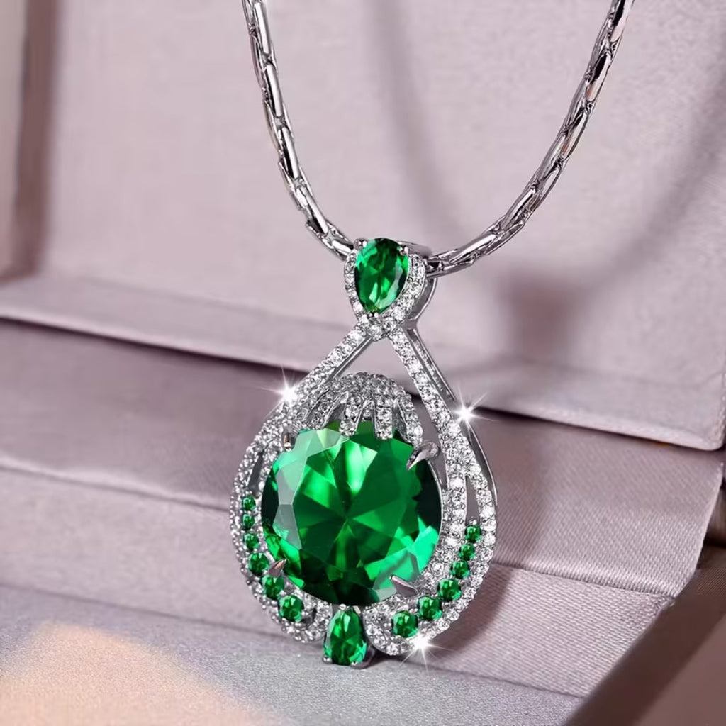 Druppelvormige halo-ketting in drie kleuren