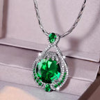 Druppelvormige halo-ketting in drie kleuren