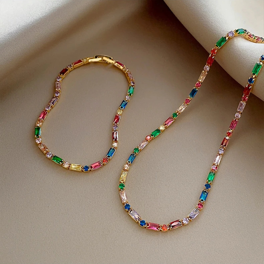Colourful Crystal Necklace and Bracelet Pack