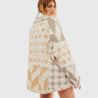 Oversized Long-Sleeve Cardigan with a Collar and Buttons