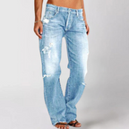 Faded Distressed Straight Leg Jeans