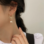 Pearl Drop Earrings with Twisted Loop