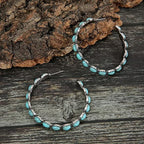 Vintage-Style Stone Hoop Earrings in Three Colours