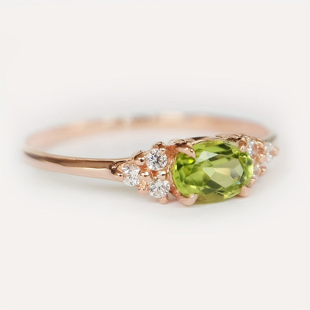 Bohemian Oval Zirconia Rose Gold-Plated Ring