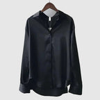 Satin Long Sleeve Button-Down Blouse
