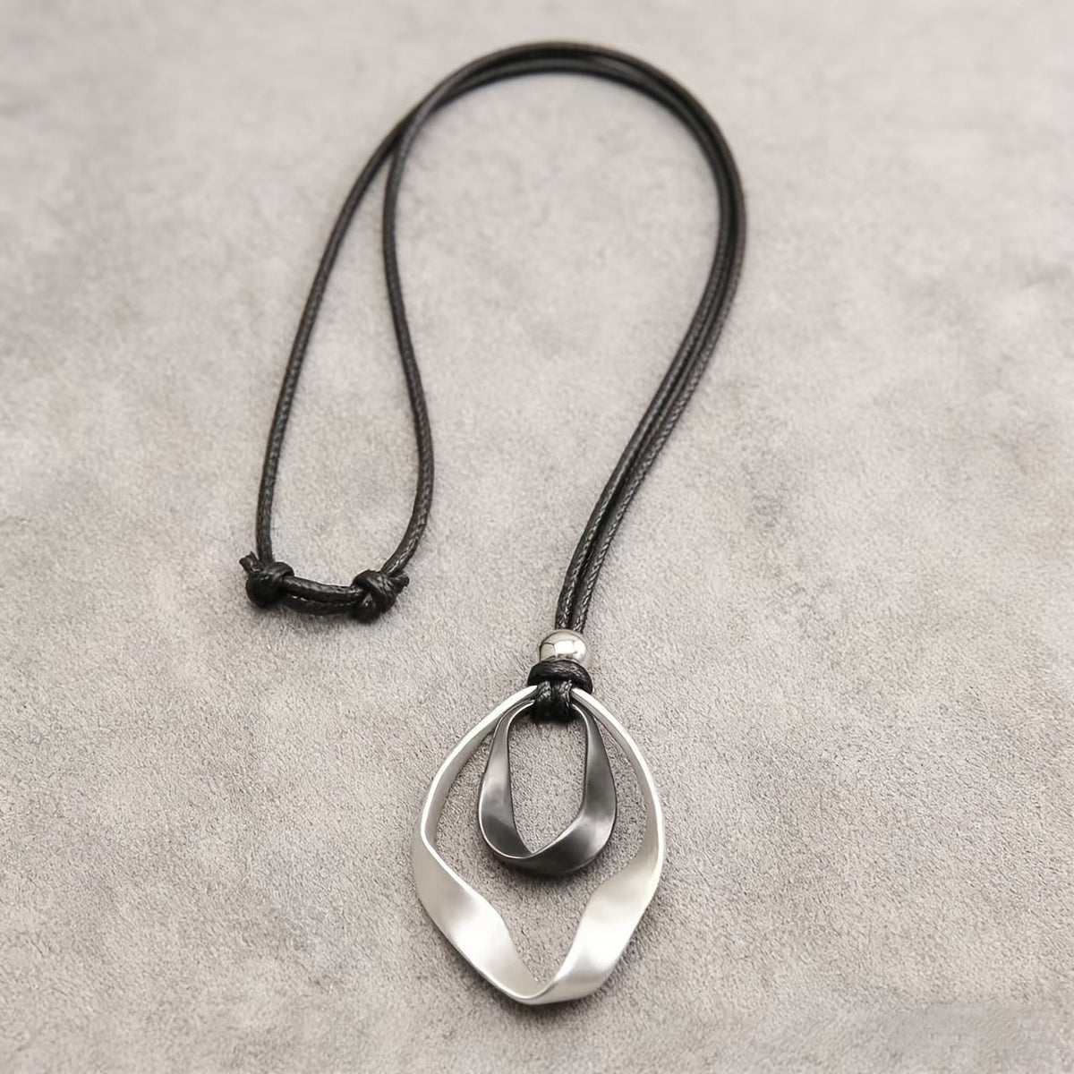 Adjustable Sculptural Twisted Teardrop Pendant Necklace