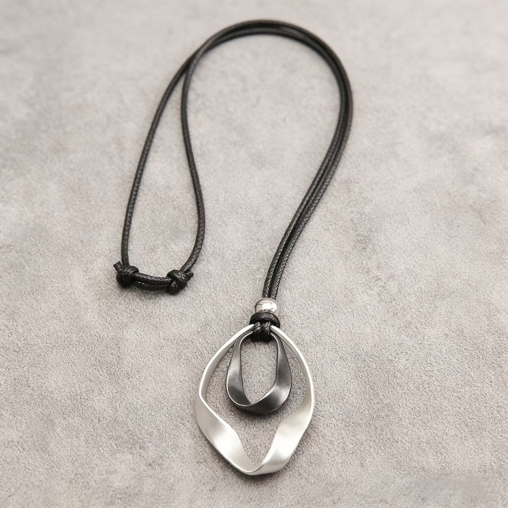 Adjustable Sculptural Twisted Teardrop Pendant Necklace