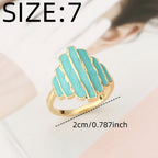 Bohemian Painted Irregular Rock-Edge Mint Green Ring